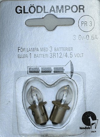 GLÖDLAMPA PR3 2PACK   4,5V   ST